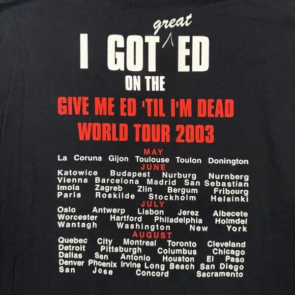 VTG Y2K Iron Maiden Edward the Great Give Me Ed Til Im Dead World Tour 2003 -XL - Picture 4 of 7